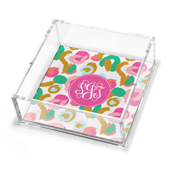 Pink Free Brush Petite Lucite Trinket Tray